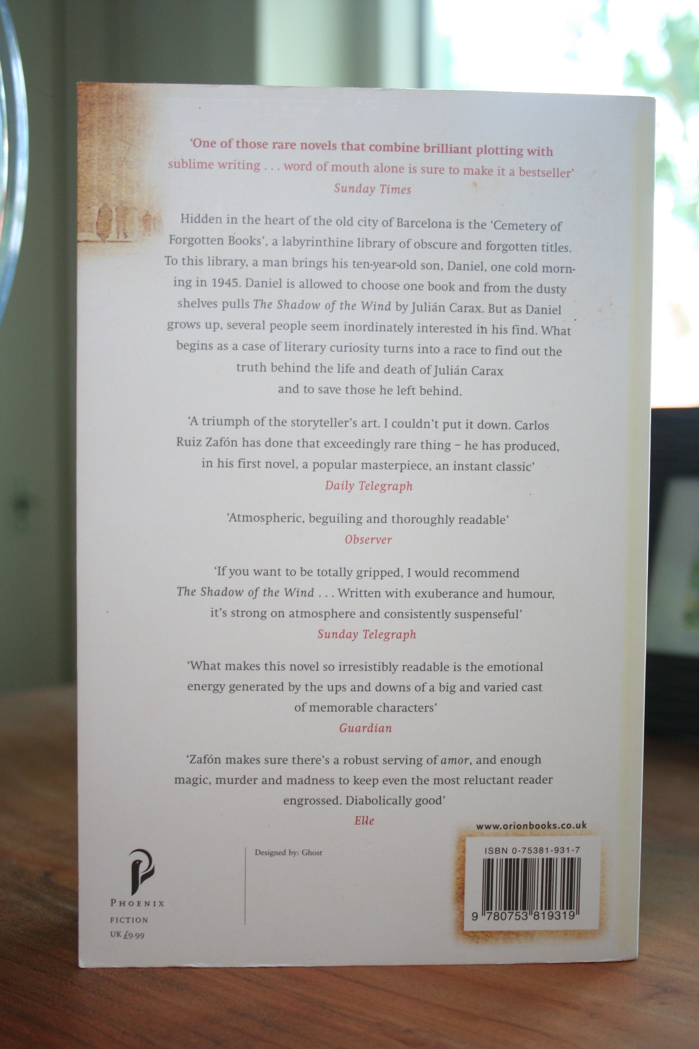 The Shadow of the Wind (The Cemetery of Forgotten Books, #1)
